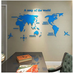 World Map Acrylic 3D Solid Crystal Bedroom Wall Living Room Classroom Stickers Office Wall Background Decoration Stickers
