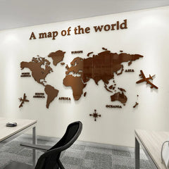 World Map Wall Mirror Stickers DIY 3D Acrylic Wall Stickers Bedroom Office Background Wall Decoration Stickers Large Size