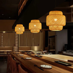 30cm Bamboo Rattan Pendant Lamp – Handwoven E27 Light Home Decor
