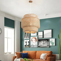 30cm Handwoven Bamboo Pendant Light – Modern Art Chandelier Home Decor