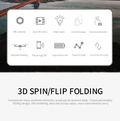 E88 ProIntelligent Folding Drone Supports single/Dual Camera Switching 4KPicture Quality+Wide-angle Shooting WiFiDirect Real-Tim