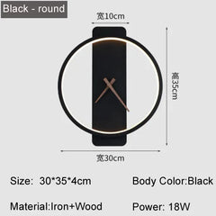 Nordic LED Wall Clock Lamp – Modern Decor Wall Light
