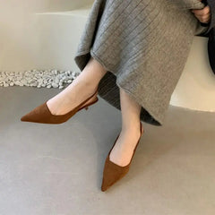 Bailamos Women Sandals Pointed Toe Elegant Low-heels Shoes Summer Fashion Slingback Woman Mules Shoes Pumps Dress Shoes