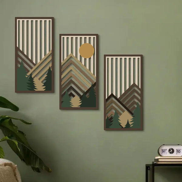 3pcs Wooden Wall Decor Set hollow wooden decoration, hanging wooden signs wall art decoration crafts