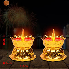 Pair Electric Thailand Candle & Candlestick 2AAA RICH Wealth Eternal Lamp Butter lamp For Buddhism Festival  Chinese New Year Home Decor