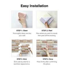 3D Wall Sticker Self-adhesive Faux Brick Wall Panel Peel and Stick Tile Backsplash for Kitchen Bedroom Waterproof Tile Sticker Home Decor