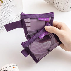 6pcs Transparent Mesh Coin and Miscellaneous Storage Bags, Portable 3D Card Organizer Pouches Cosmetic Bags Travel Storage Bag