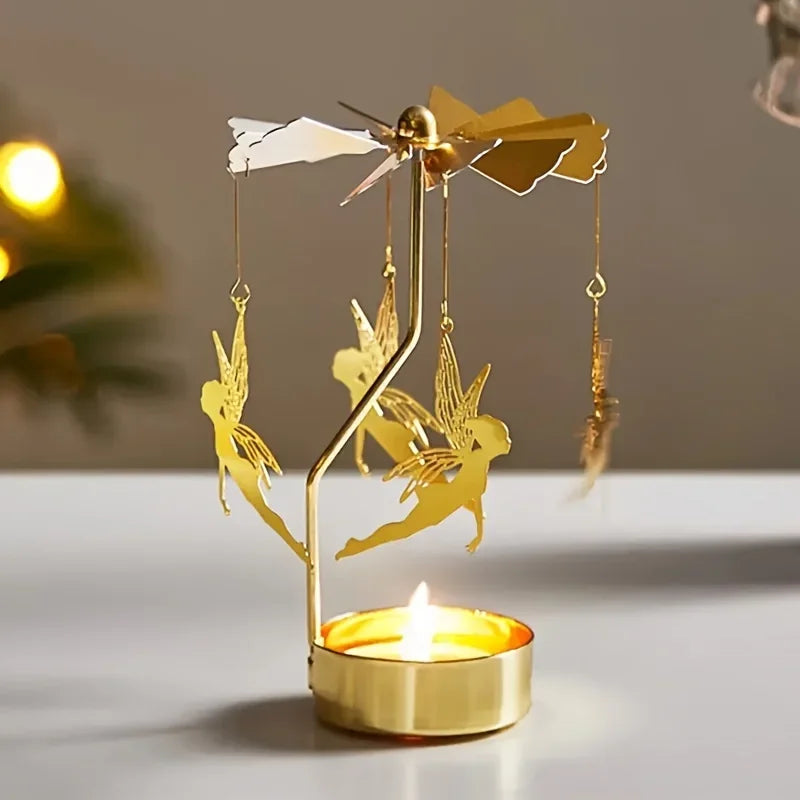 1pc Metal Hot Rotating Candle Holder Christmas Rotating Candle Holder Dinner Party Wedding Party Candle Holder Home Decor