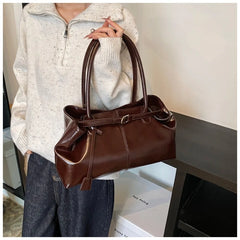 Large Capacity Oil PU Leather Shoulder & Tote Bag for Women