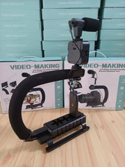 Universal Photography Video Handheld Vlog Stand Stabilizer Kit LED Light Microphone Remote Shutter Phone Camera Video Recording