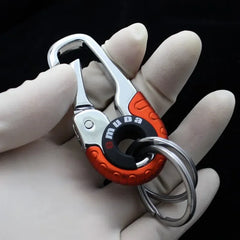 1/5pcs Men's Keychain Hook Stainless Steel Buckle Outdoor Carabiner Climbing Tool Double Ring Fishing Key Ring Car Accessories