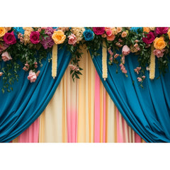 Happy Diwali Photography Backdrop Marigold Flower Curtain Puja Ganpati Pooja Traditional Wedding Birthday Party Photo Background