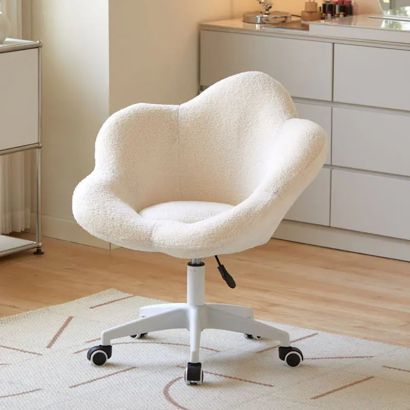 Formwell Home Office Chair with Mid-Back Upholstered Modern Tufted Computer Task Chair Swivel Height Adjustable lambswool Office Furniture