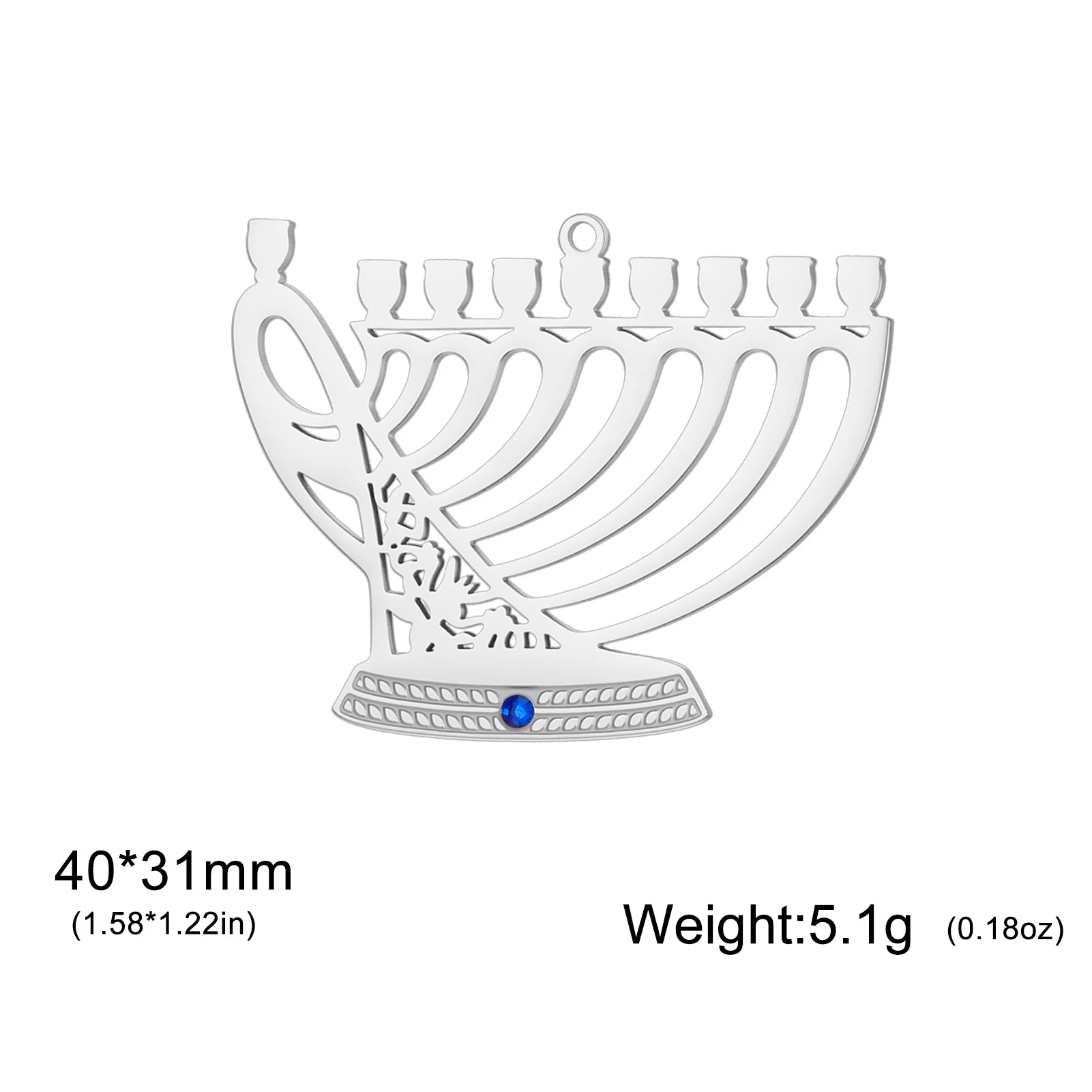  Dreamtimes Vintage Metal Candlestick Pendant Necklace for Women Men Judaism Menorah Trinket Jewelry Jerusalem Religion Gifts