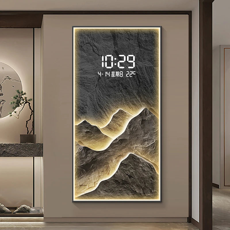 Home Decor LED Lights Digital Display Wall Clock Living Room Wall Decoration Hanging Painting Digital Electronic Clock