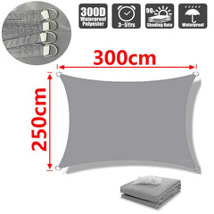 Outdoor Shade Sail, 300D Polyester Waterproof UV-Proof Awning, Sunshine Canopy for Terrace, Carport, Backyard, Garden, etc