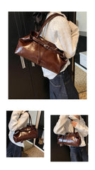 Large Capacity Oil PU Leather Shoulder & Tote Bag for Women