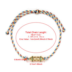 Lucky Eye Adjustable Colorful Braided Rope Bracelet Turkish Evil Eye Bead Copper Zircon Charm Bracelet for Women Men Jewelry