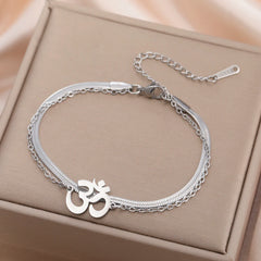 Dawapara Om Ohm Aum Charm Spiritual Pendant Stainless Steel Bracelet Yoga Jewelry Meditation Buddhist Spiritual Amulet