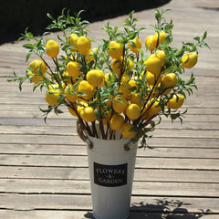 1pcLuxury Lemon Fruit Branch With Green Leaves Artificial Flowers Home Photography Props Flores Artificales Fake Plants Home Decor, Plants & flowers