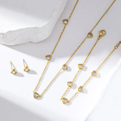 GANEMLY 316L Stainless Steel Heart Zircon Jewelry Set – Waterproof Luxury