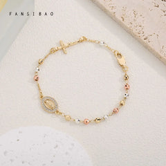 FanSibao Virgin Mary Rosary Bead Bracelet for Women Style Bracelet Fashion Accessories Original Design Bangle Jewelry