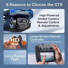 Lenovo GT8 Drone 8K Professional Dual Camera GPS FPV Brushless Motor Optical Flow Hovering Folding Quadcopter 4K RC Dron Toys