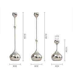 Silver Candle Holder, Metal Candlestick Romantic Art Table Decoration For Home Dining , Wedding Photography Props
