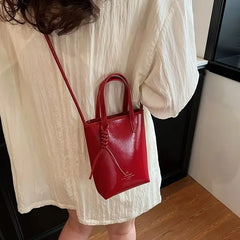 PU Leather Mini Crossbody Bag for Women 2025 New Korean Fashion Luxury Shoulder Bags Female Simple Retro Handbags and Purses