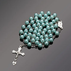 Fashion Vintage Crucifix Virgin Mary Pendant Cross Necklace Jesus Rosary Beads Chain