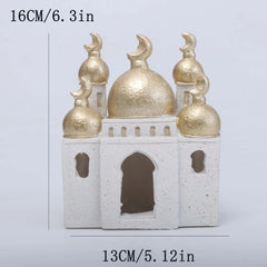 Ramadan Ornaments Resin Material Mosque Islamic Castle Statue Family Tabletop Atmosphere Decoration Architectural Style Gift