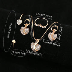 Women’s Gold Quartz Watch & Rhinestone Jewelry Set – Luxury Casual