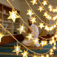 Muslim Ramadan Festival Supplies Star LED Light String Battery Powered EID Mubarak Ornaments Ramadan Decoration for Home Party