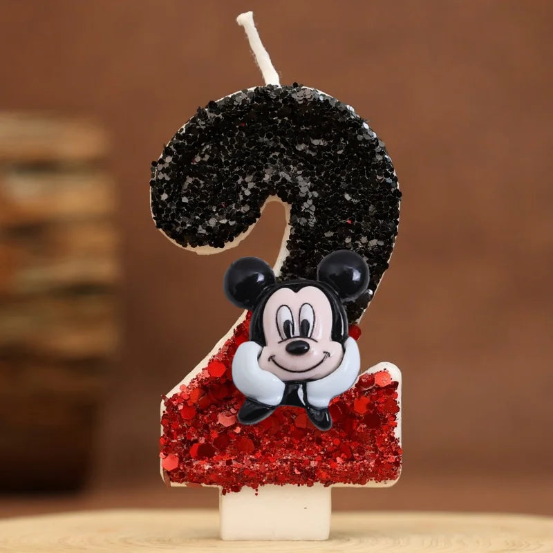 Hot Happy Birthday Number 0-9 Candles Cartoon Mickey Minnie Mouse Candle Cake Cupcake Topper Party Decoration Supplies DIY Gifts