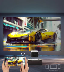 VEVSHAO V80 4K Projector Full HD1080P 2200 Anis Lumens Android 11.0 WiFi 6 Video Home Movie Theater Projectors with Base Stand