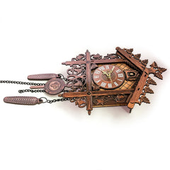 Vintage Cuckoo Clock Wall Handcrafted Wooden Wall Clock Silent for Home Decor Nordic Antique Style Electronic Wall Cuccu Watch
