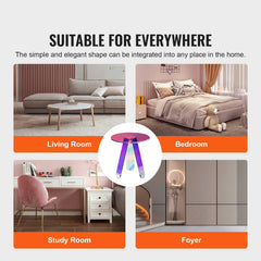 SucceBuy Round Iridescent Side Table Acrylic End Table Clear Rainbow Acrylic Coffee Table for Food Book Used in Living Room Furniture