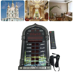 Islamic 12V Azan Mosque Calendar Muslim Prayer Wall Clock Alarm Islamic Mosque Azan Calendar Ramadan Home Decor with Remote Control