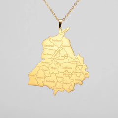 Punjab Map Pendant Stainless Steel Necklace for Men And Women Fashion National Map Travel Souvenir Gift Jewelry Gift