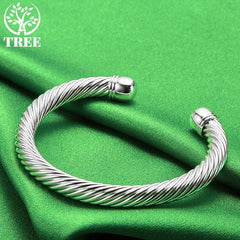 ALITREE 925 Sterling Silver Fashion Bangles Twists Bangle For Women Mens Fashion Birthday Wedding Party High Quality Jewelry