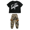 Boys Hip Hop Top Girls Camouflage Cargo Pant Outfits Child Military Jogger Street Dance Kids Streetwear Costumes Teen Sport Wear - 2 Pcs Sets / 140