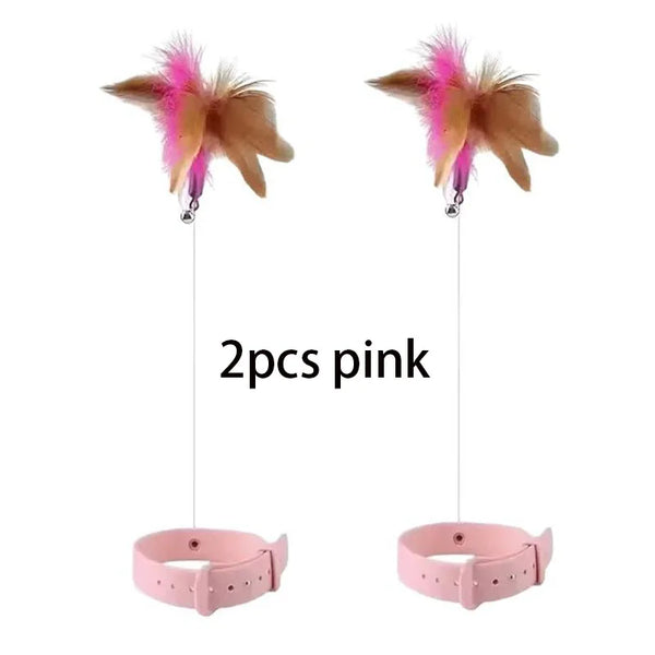 Cat Feather Collar Toy, Interactive Toys for Indoor Cats Self Play Funny Teaser Wand Neck Toy Feathers with Bell Pet Shop