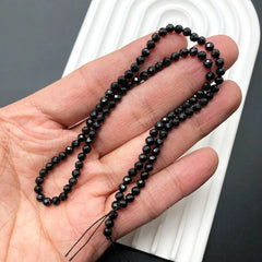 2mm 3mm 4mm Black Tourmaline Faceted Round Stone Natural Crystal Energy Loose Gemstone For DIY Men Women