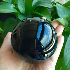 Natural Black Obsidian Sphere Healing Crystal Magic Ball Reiki Stones feng shui Sphere Collectibles Home Decor Without Base