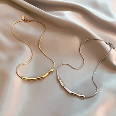 European and American Fashion Simple Stainless steel Gold Color Chain Fashion Short Necklaces Jewelry