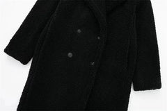 Women’s Winter Double-Breasted Velvet Long Coat