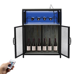 RGB Wine Bar Cabinet FreeStanding Liquor Storage Cabinet Alcohol Display Cabinet with Glass Holder & Outlet Kitchen & Dining Furniture