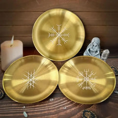 Witch Candle Holder Offering Plate Candlestick Altar Serving Tray Stainless Steel Tarot Candlestick Round Plate For Altar Prayer