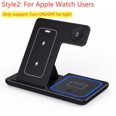 Foldable 3 In 1 Wireless Charger Stand Pad Desktop Fast Charging Station For iPhone 17 16 15 14 13 Samsung Apple Watch Airpods