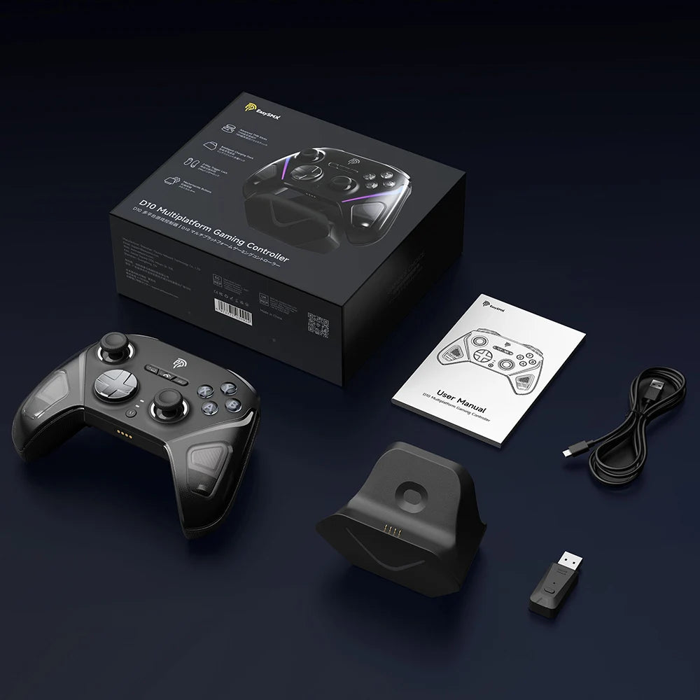 EasySMX TMR Stick Controller D10 Wireless Gamepad Compatible with PC/Switch/Steam/Phone/TV, Charging Dock, Micro Triggers